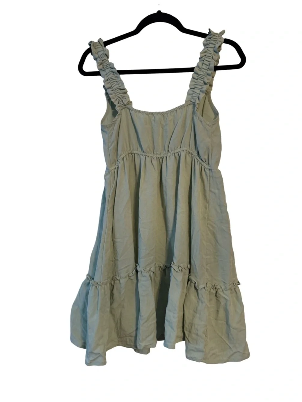Blu Pepper Ruffled Strap Tiered Dress in Sage